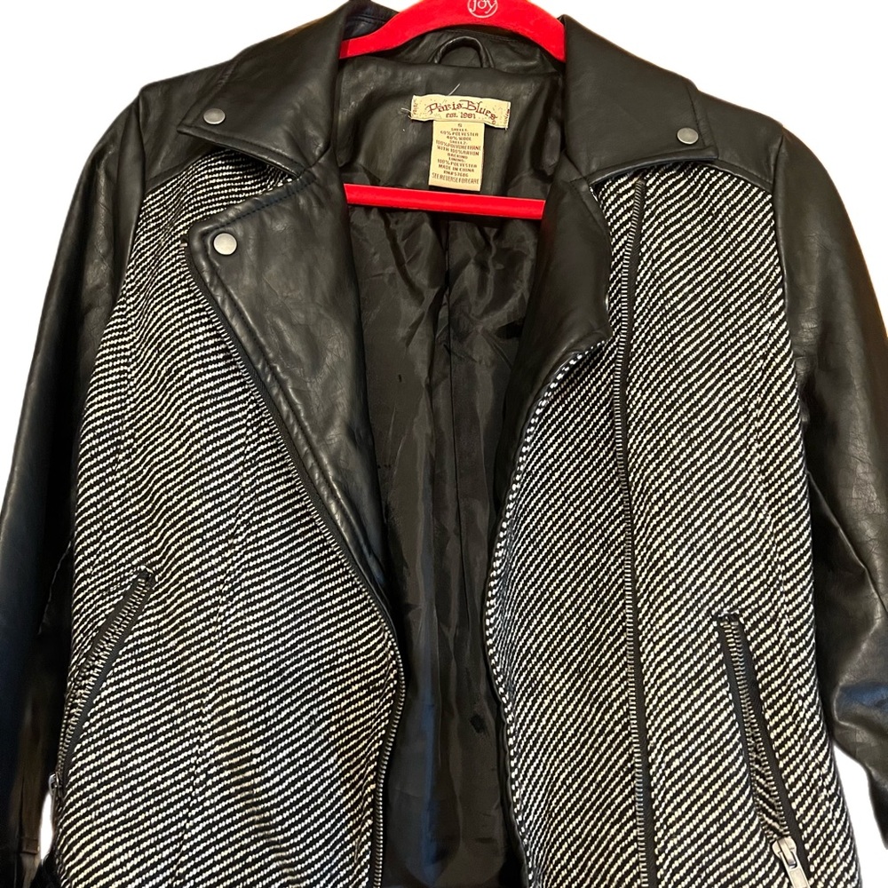 Vintage 80’s Paris Blues Wool & Leather Moto Biker Jacket Sz Small Pre Owned